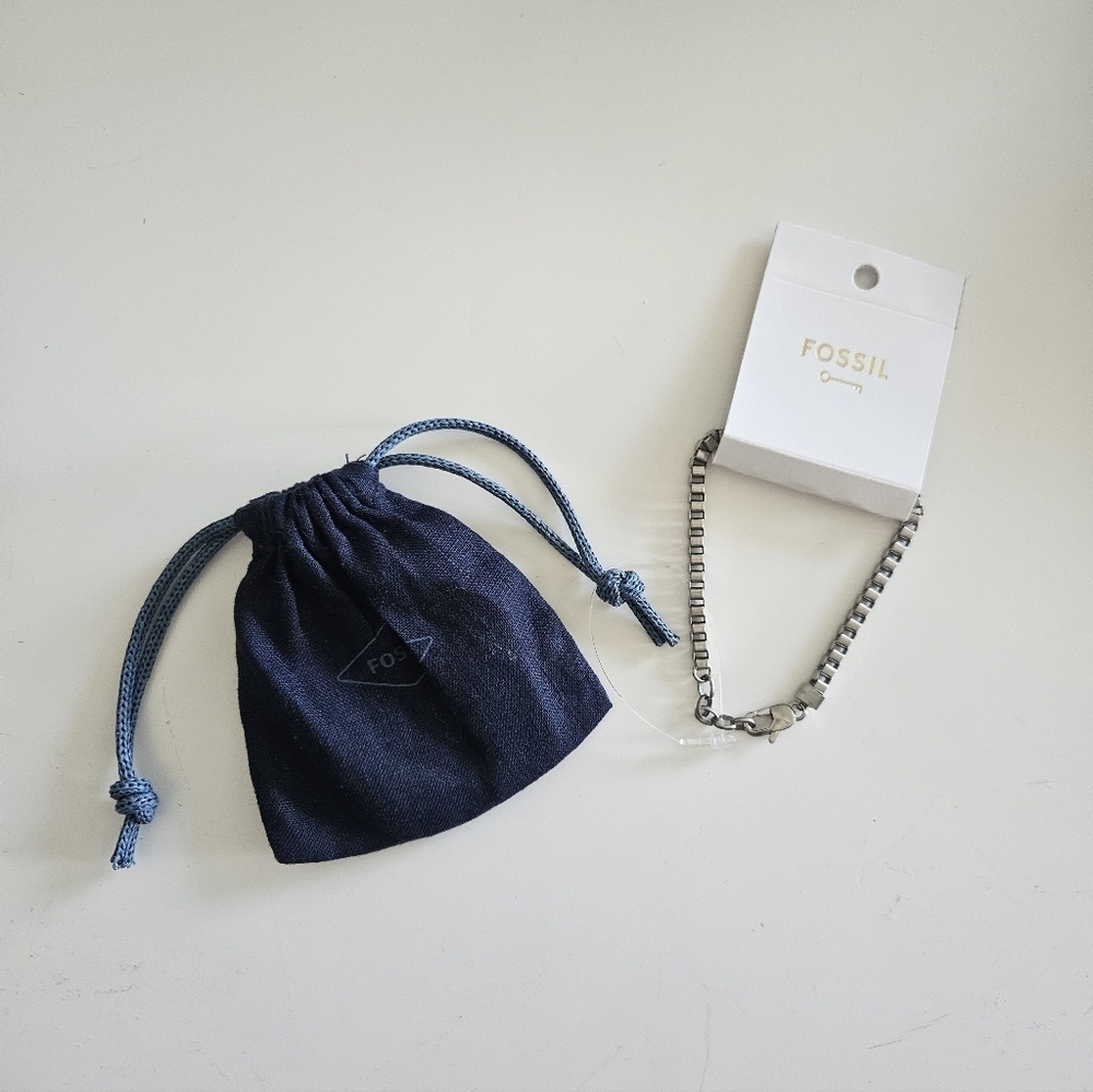 NWT Fossil Ellis Vintage Casual Stainless Steel Chain Bracelet